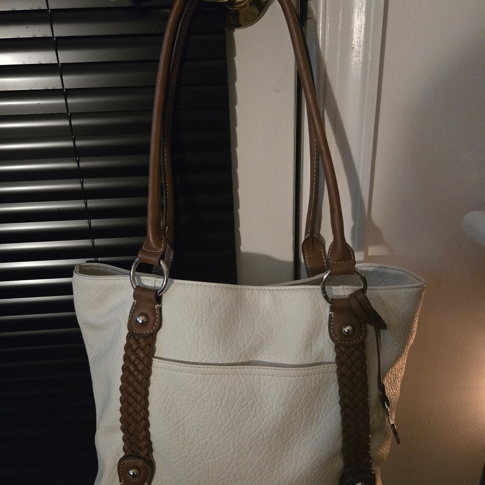 Elegant Cream and Brown Tote Bag
